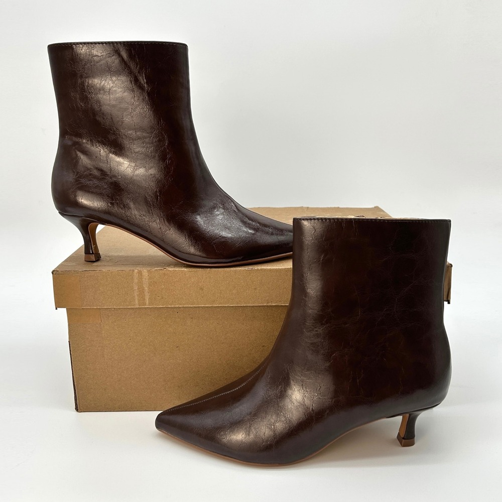 Womens Ankle Booties Journee Arely Size 7 Chocolate Brown Kitten Heel NEW
